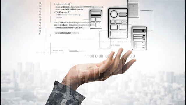 UI UX mockup showing application layout, structure, and code interface. UI design defines user flow, UI design improves clarity, UI design enhances experience, and UX design supports logic. Marrow