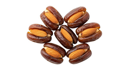 Obraz premium Stuffed dates with almonds arranged in a circular pattern isolated PNG with Transparent Background