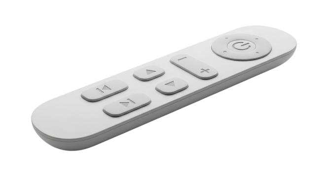 Modern minimalistic white remote control isolated PNG with Transparent Background