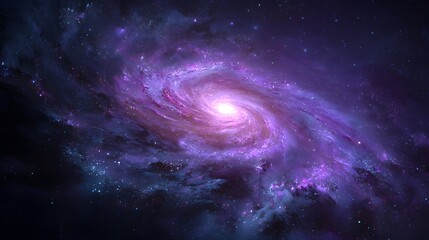 Fototapeta premium Brilliant spiral nebula illuminates the deep dark expanse of outer space