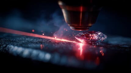 An Intense Laser Engages a Sparkling Diamond, Creating a Mesmerizing Display of Light and Energy