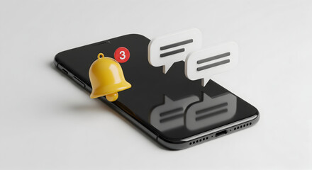 Urgent notifications alert on modern smartphone screen with chat bubbles, symbolizing instant communication and essential alerts for busy professionals and tech enthusiasts