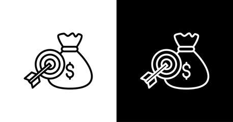 Financial Goal White Icon Set Design