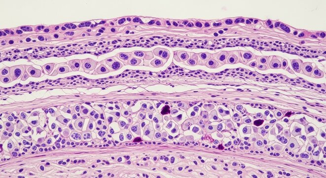 Microscopic view of stratified epithelial tissue