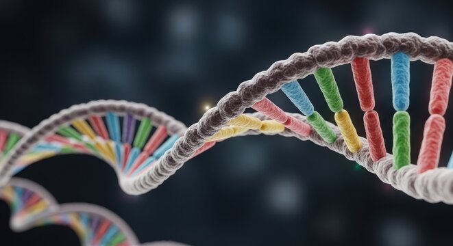 Closeup of a colorful dna double helix structure - Powered by Adobe