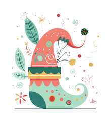 Fototapeta premium PNG Whimsical elf shoe illustration