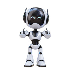 3D Cute Robot assistant Giving Thumbs Up Friendly Gesture