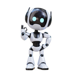 3D Cute Robot assistant Giving Friendly OK Gesture