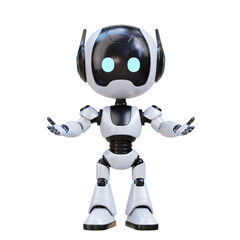 3D Cute Robot assistant in Friendly Welcoming Gesture