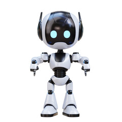 3D Cute Robot assistant Friendly Pointing to Bottom Side