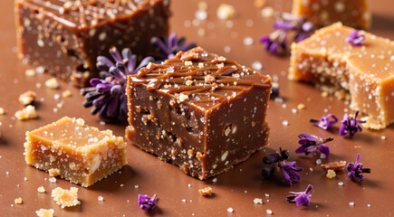 Macro Salted Caramel Fudge Cube With Nougatine Chips