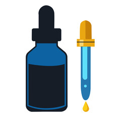 Dropper Bottle with Liquid. Medicine Pipette Vector. Essential Oil Glass Bottle