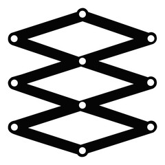 Scissor Lift Mechanism Silhouette. Industrial Lift Arm Vector. Engineering Tool Design Illustration