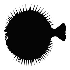 Pufferfish Silhouette. Sea Fish Shape