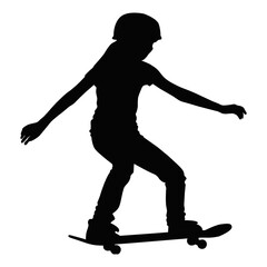 Girl Skateboard Silhouette. Young Skater Balancing on Board. Teen Skateboarding Vector © Dream Hub