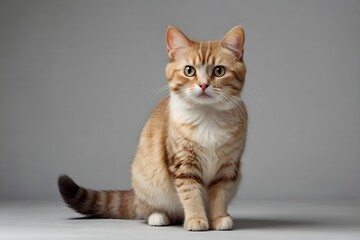 Obraz premium Munchkin Cat with Short Legs and Cute Expression on White Background