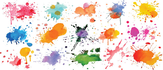  Colorful ink stains, abstract paints splashes and wet splats. Watercolor or slime stain vector set. colorful paint splatters vibrant ink