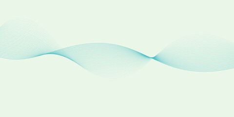Asbtract smooth blue color wave lines with soft green background.