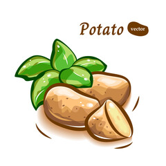 可愛いじゃがいもに葉っぱを添えて｜みずみずしくポップに描いたイラスト