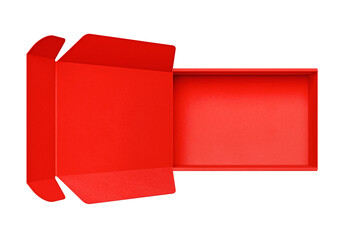 Open red Cardboard box, transparent background