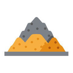 Pile of sand and gravel in simple flat design