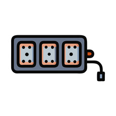 Power strip with three outlets, illustration, on black background