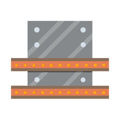 Stylized illustration of an oven, grey and orange tones