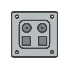 Fototapeta premium Gray Control Panel with Buttons on Black Background Graphic