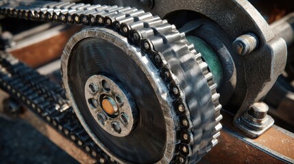 Closeup industrial machinery gears