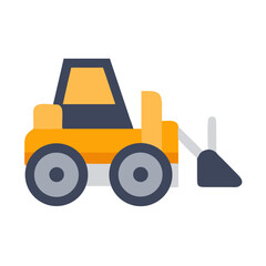 Minimalist yellow and gray construction vehicle on black background © MonoPixel