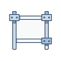 Illustration of a rectangular empty sign post on black