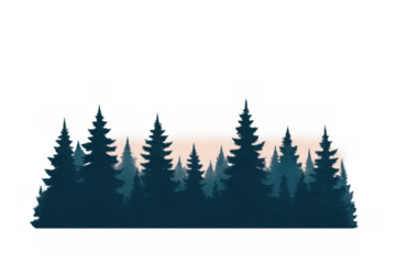 Forest silhouette vector with pine trees and firs creating a natural landscape gradient, transparent background
