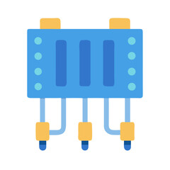 Blue electronic component flat illustration on black background