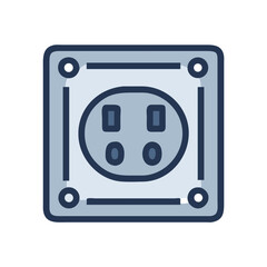 Blue electrical outlet icon with black background design
