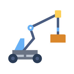 Modern flat illustration of a crane on a black background