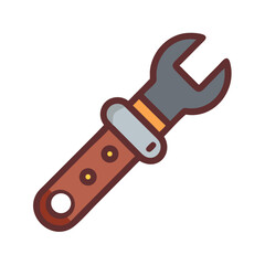 Cartoon style illustration of a spanner on black backdrop