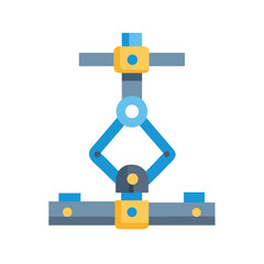 Abstract flat robot arm design against a black backdrop