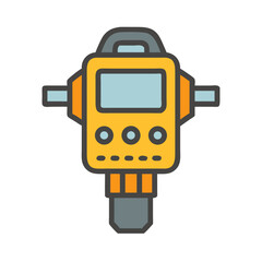 Fototapeta premium Stylized vector illustration of an industrial jackhammer on black background