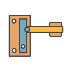 Isolated outline illustration of a modern door handle on black