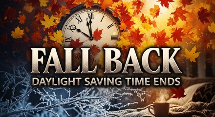 Fall Back Daylight Saving Time Ends Autumn Clock Cozy Coffee Seasonal Change Image