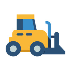 Cartoon bulldozer illustration on black background, vector format