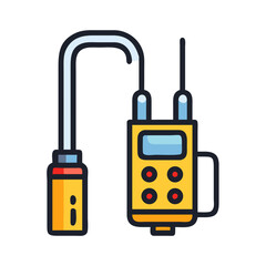 Stylized gas detector with probe on black background illustration