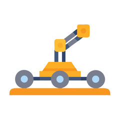 Minimalist illustration of mars rover exploration vehicle on black background