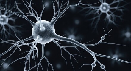 Microscopic view of a neuron nerve cell