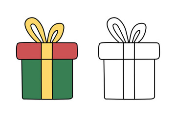 Christmas gift box coloring pages for kids printable vector