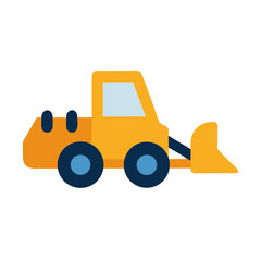 Simple flat vector graphic of a yellow construction vehicle