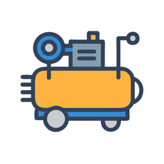 Modern flat vector illustration of an air compressor machine