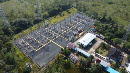Aerial view of an electricity substation in Indonesia