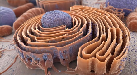 Detailed view of the endoplasmic reticulum within a cell