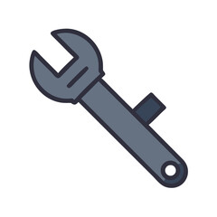 Illustration of a single gray wrench on a black background